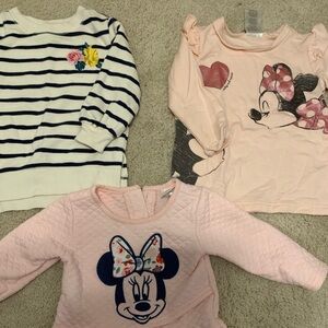 Lot of 3 Baby Girl Sweaters Size 18M Disney Old Navy Pink White Gray